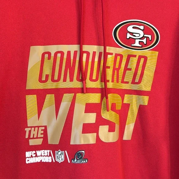 Nike San Francisco 49ers NFC Champions Conquered The West Red Fleecelined Hoodie - Picture 2 of 9